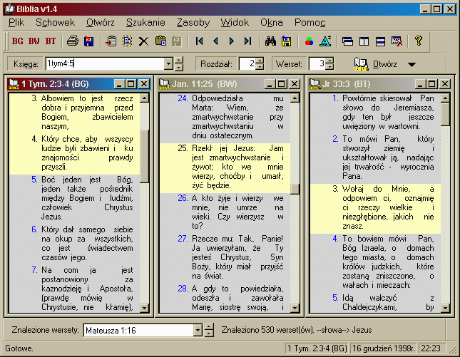 Biblia dla Windows - widok programu